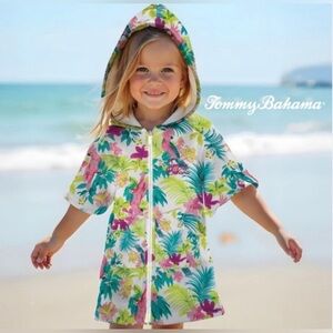 Tommy Bahama White Kids Hooded Zip Cover-Up with Tropical Floral Print